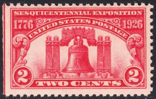 USA Michel 0303 / Scott 0627 postfrisch EINZELMARKE links geschnitten (a2) - 150 Jahre Unabhängigkeit der Vereinigten Staaten von Amerika, Ausstellung in Philadelphia, PA