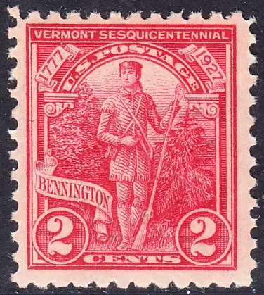 USA Michel 0307 / Scott 0643 postfrisch EINZELMARKE (a2) - 150. Jahrestag der Unabhängigkeit des Staates Vermont und der Schlachten bei Bennington, Oriskany, Fort Stanwix und Saratoga: Green Mountain Boy, Milizionär der Freiwilligenar