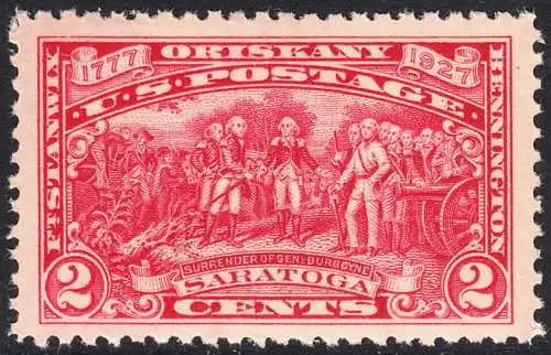 USA Michel 0308 / Scott 0644 postfrisch EINZELMARKE - 150. Jahrestag der Unabhängigkeit des Staates Vermont und der Schlachten bei Bennington, Oriskany, Fort Stanwix und Saratoga: Kapitulation des Generals John Burgoyne, Gemälde von John T