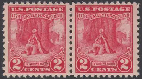 USA Michel 0309 / Scott 0645 postfrisch horiz.PAAR (a3) - 150. Jahrestag des Winterlagers der Armee von General Washington in Valley Forge