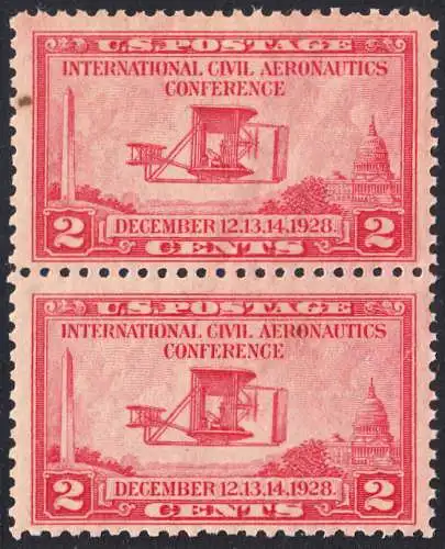 USA Michel 0314 / Scott 0649 postfrisch vert.PAAR (a1) - Internationale Zivilluftfahrt-Konferenz in Washington, DC: Flugzeug der Gebrüder Wright