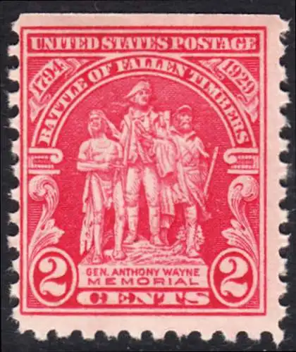 USA Michel 0319 / Scott 0680 postfrisch EINZELMARKE (oben ungezähnt / a1) - 135. Jahrestag der Schlacht von Fallen Timbers, Ohio