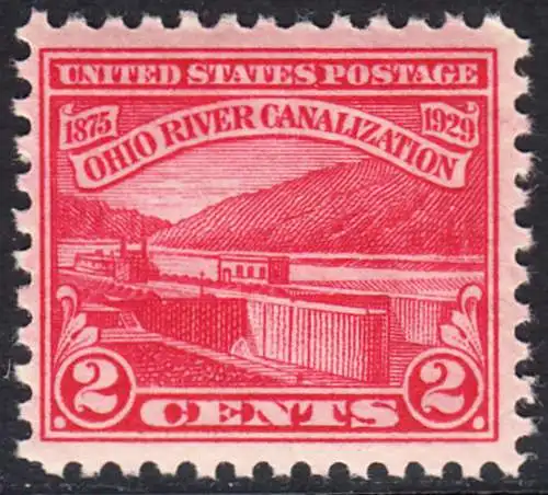 USA Michel 0320 / Scott 0681 postfrisch EINZELMARKE (a4) -  Vollendung der Ohio-Kanalisation zwischen Cairo, IL und Pittsburgh, PA