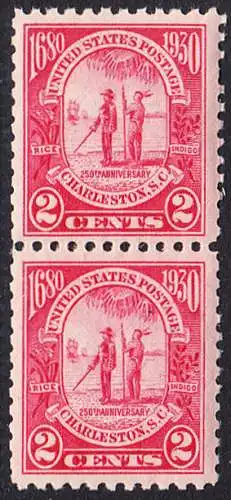 USA Michel 0325 / Scott 0683 postfrisch vert.PAAR (a7) - 260. Jahrestag der Gründung der Provinz Carolina, 250 Jahre Stadt Charleston, SC
