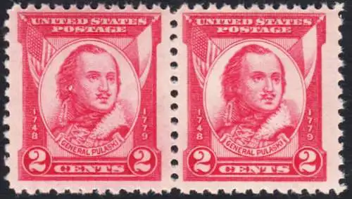 USA Michel 0331 / Scott 0690 postfrisch horiz.PAAR - 150. Todestag von General Casimir Pulaski