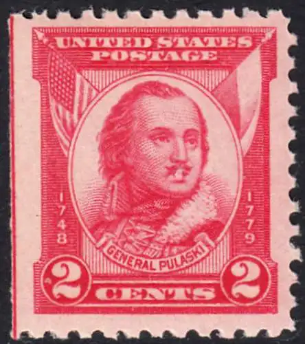 USA Michel 0331 / Scott 0690 postfrisch EINZELMARKE (links ungezähnt) - 150. Todestag von General Casimir Pulaski