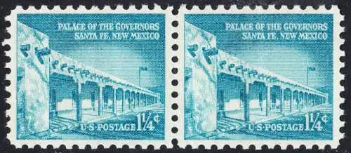 USA Michel 0652 / Scott 1031A postfrisch horiz.PAAR (a2) - Bedeutende Amerikaner, Bauwerke: Palast des Gouverneurs in Santa Fe, NM