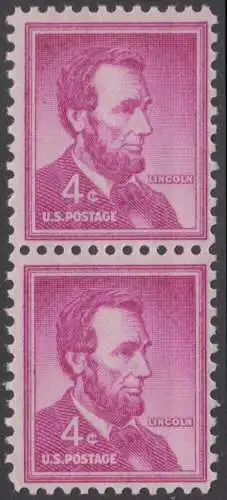 USA Michel 0657 / Scott 1036 postfrisch vert.PAAR (a2) - Bedeutende Amerikaner, Bauwerke: Abraham Lincoln