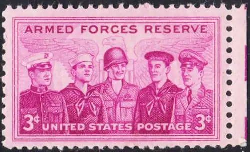 USA Michel 0687 / Scott 1067 postfrisch EINZELMARKE RAND rechts (Gumm.beeintr.) - Verdienste der Reservistenverbände der Streitkräfte
