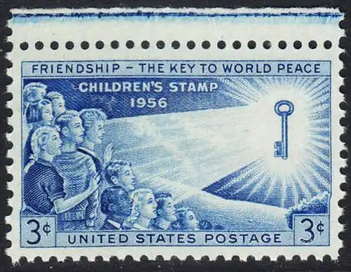 USA Michel 0707 / Scott 1085 postfrisch EINZELMARKE RAND oben - Beitrag der Kinder zum Weltfrieden