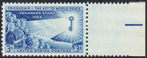 USA Michel 0707 / Scott 1085 postfrisch EINZELMARKE RAND rechts) - Beitrag der Kinder zum Weltfrieden