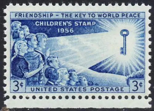 USA Michel 0707 / Scott 1085 postfrisch EINZELMARKE RAND unten - Beitrag der Kinder zum Weltfrieden