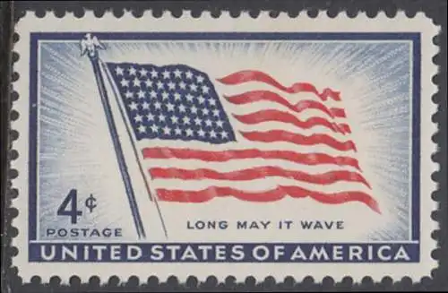 USA Michel 0716 / Scott 1094 postfrisch EINZELMARKE  - 100 Jahre Amerikanische Flagge, von 1957 (48 Sterne für 48 Staaten) 