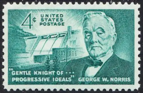 USA Michel 0810 / Scott 1184 postfrisch EINZELMARKE (Gumm.beeintr.) - 100. Geburtstag von George Norris; Senator; Norrisdamm, TN