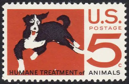 USA Michel 0898 / Scott 1307 postfrisch EINZELMARKE (a2) - 100 Jahre amerikanischer Tierschutzverein; Hund