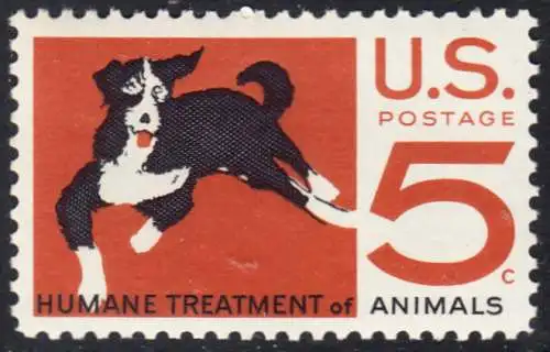 USA Michel 0898 / Scott 1307 postfrisch EINZELMARKE (a3) - 100 Jahre amerikanischer Tierschutzverein; Hund