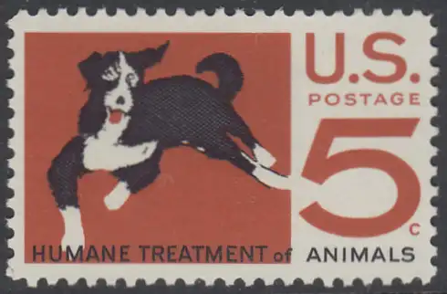 USA Michel 0898 / Scott 1307 postfrisch EINZELMARKE (a4) - 100 Jahre amerikanischer Tierschutzverein; Hund