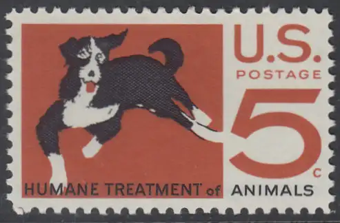 USA Michel 0898 / Scott 1307 postfrisch EINZELMARKE (a5) - 100 Jahre amerikanischer Tierschutzverein; Hund
