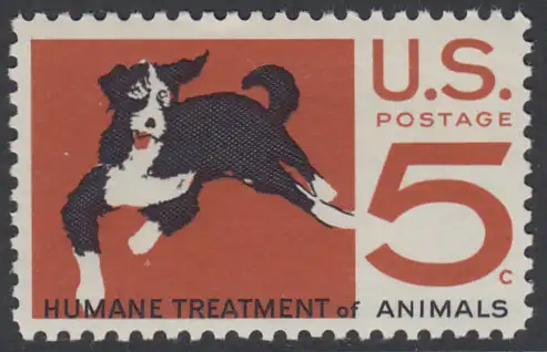 USA Michel 0898 / Scott 1307 postfrisch EINZELMARKE (a6) - 100 Jahre amerikanischer Tierschutzverein; Hund