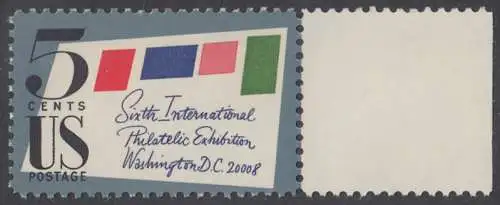 USA Michel 0901A / Scott 1310 postfrisch EINZELMARKE RAND rechts (Gumm. beeintr.) - 6. Internationale Briefmarkenausstellung SIPEX, Washington, DC