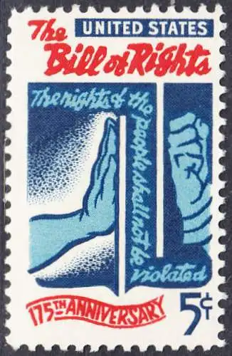 USA Michel 0903 / Scott 1312 postfrisch EINZELMARKE (a2) - 175 Jahre verbriefte Grundrechte in der „Bill of Rights“