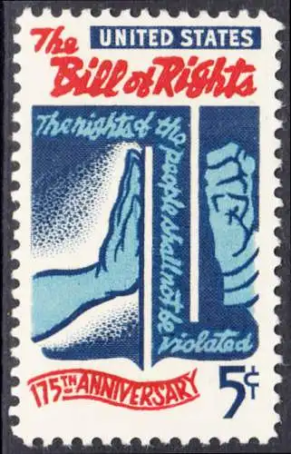 USA Michel 0903 / Scott 1312 postfrisch EINZELMARKE (a3) - 175 Jahre verbriefte Grundrechte in der „Bill of Rights“