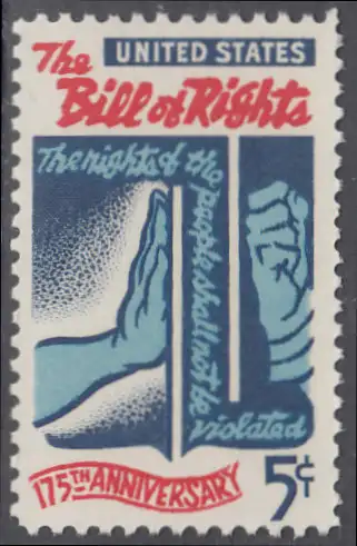 USA Michel 0903 / Scott 1312 postfrisch EINZELMARKE (a5) - 175 Jahre verbriefte Grundrechte in der „Bill of Rights“