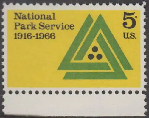 USA Michel 0905 / Scott 1314 postfrisch EINZELMARKE RAND unten (a2) - 50 Jahre Nationalparkdienst 