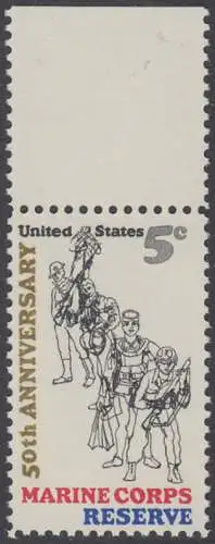 USA Michel 0906 / Scott 1315 postfrisch EINZELMARKE RAND oben (a2) - 50 Jahre Reservistenvereinigung der Marineinfanteristen