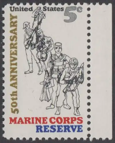 USA Michel 0906 / Scott 1315 postfrisch EINZELMARKE RAND rechts - 50 Jahre Reservistenvereinigung der Marineinfanteristen