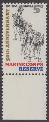 USA Michel 0906 / Scott 1315 postfrisch EINZELMARKE RAND unten (a2) - 50 Jahre Reservistenvereinigung der Marineinfanteristen