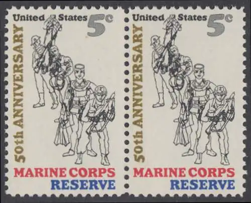 USA Michel 0906 / Scott 1315 postfrisch horiz.PAAR (a2) - 50 Jahre Reservistenvereinigung der Marineinfanteristen