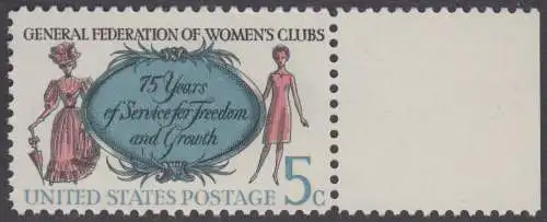 USA Michel 0907 / Scott 1316 postfrisch EINZELMARKE RAND rechts - 75 Jahre Vereinigte Frauen-Clubs