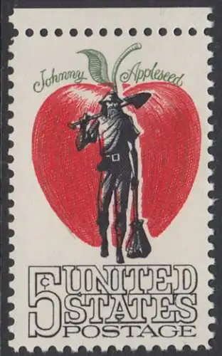USA Michel 0908 / Scott 1317 postfrisch EINZELMARKE RAND oben (a1) - Amerikanische Folklore: Johnny Appleseed