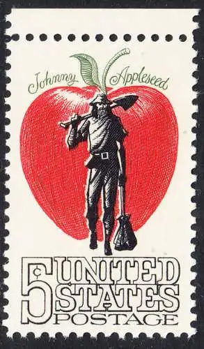 USA Michel 0908 / Scott 1317 postfrisch EINZELMARKE RAND oben (a3) - Amerikanische Folklore: Johnny Appleseed