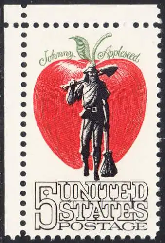 USA Michel 0908 / Scott 1317 postfrisch EINZELMARKE ECKRAND oben links - Amerikanische Folklore: Johnny Appleseed