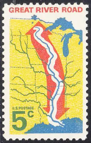 USA Michel 0910 / Scott 1319 postfrisch EINZELMARKE (a1) - „Great River Road“ - Mississippi-Uferstraße 