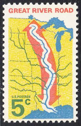 USA Michel 0910 / Scott 1319 postfrisch EINZELMARKE (a2) - „Great River Road“ - Mississippi-Uferstraße 