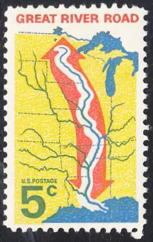 USA Michel 0910 / Scott 1319 postfrisch EINZELMARKE (a3) - „Great River Road“ - Mississippi-Uferstraße 