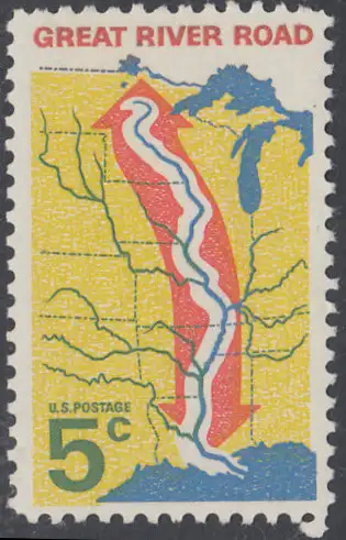 USA Michel 0910 / Scott 1319 postfrisch EINZELMARKE (a4) - „Great River Road“ - Mississippi-Uferstraße 