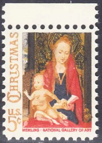 USA Michel 0912 / Scott 1321 postfrisch EINZELMARKE RAND oben (a2) - Weihnachten: Maria mit Kind und Engeln