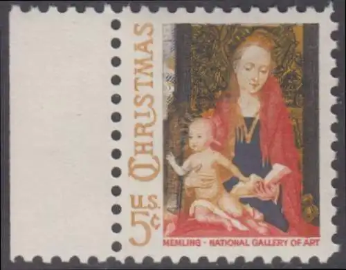 USA Michel 0912 / Scott 1321 postfrisch EINZELMARKE RAND links - Weihnachten: Maria mit Kind und Engeln