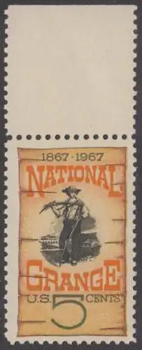USA Michel 0919 / Scott 1323 postfrisch EINZELMARKE RAND oben - 100 Jahre Farmer-Organisation „National Grange“