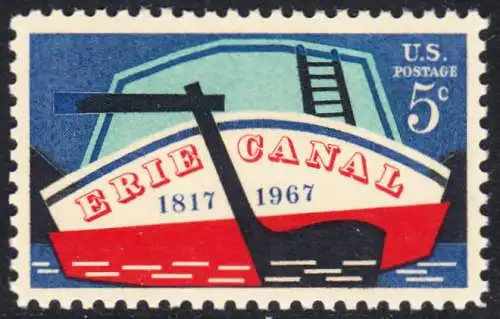 USA Michel 0923 / Scott 1325 postfrisch EINZELMARKE - 150. Jahrestag der Eröffnung des Erie-Kanals; Binnen-Frachtschiff auf dem Erie-Kanal