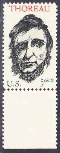 USA Michel 0925 / Scott 1327 postfrisch EINZELMARKE RAND unten (a2) - Henry David Thoreau; Schriftsteller und Philosoph