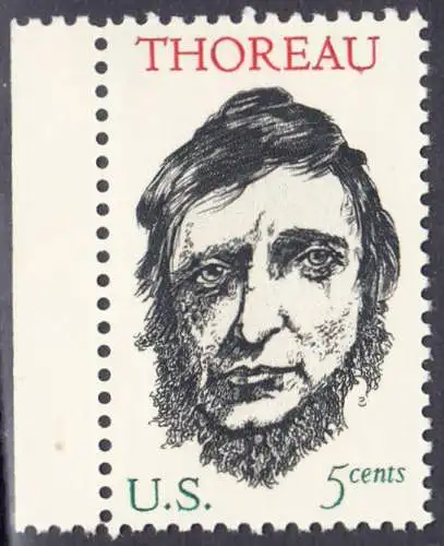 USA Michel 0925 / Scott 1327 postfrisch EINZELMARKE RAND links - Henry David Thoreau; Schriftsteller und Philosoph