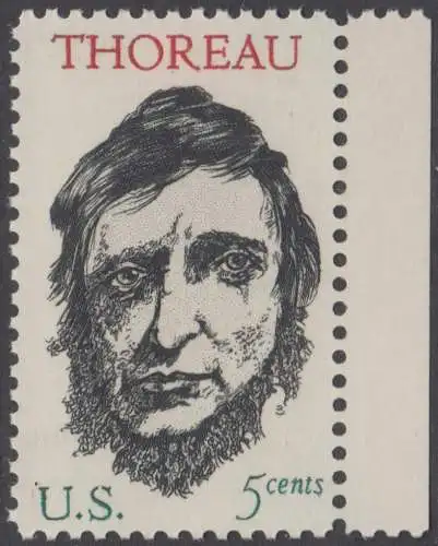 USA Michel 0925 / Scott 1327 postfrisch EINZELMARKE RAND rechts - Henry David Thoreau; Schriftsteller und Philosoph
