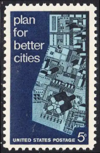 USA Michel 0932 / Scott 1333 postfrisch EINZELMARKE (a3) - Internationale Konferenz für Städteplanung bis zum Jahre 2017 in Washington, DC; Stadtmodell