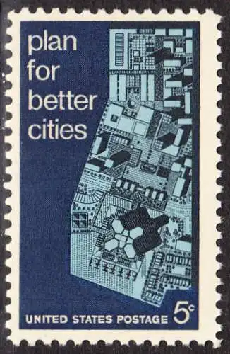 USA Michel 0932 / Scott 1333 postfrisch EINZELMARKE (a4) - Internationale Konferenz für Städteplanung bis zum Jahre 2017 in Washington, DC; Stadtmodell