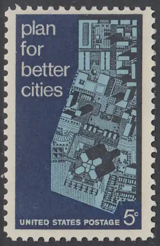 USA Michel 0932 / Scott 1333 postfrisch EINZELMARKE (a5) - Internationale Konferenz für Städteplanung bis zum Jahre 2017 in Washington, DC; Stadtmodell